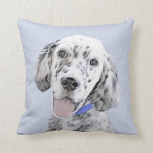 English Setter Blue Belton Painting Dog Art Cushion