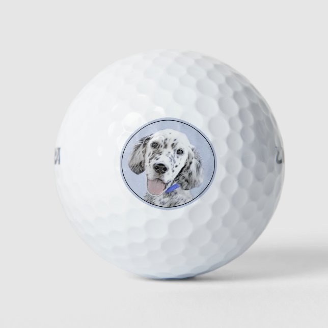 English Setter Blue Belton Painting Dog Art Golf Balls (Front)