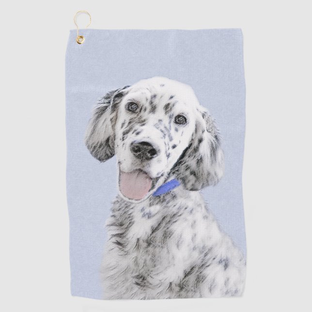English Setter Blue Belton Painting Dog Art Golf Towel (Front)