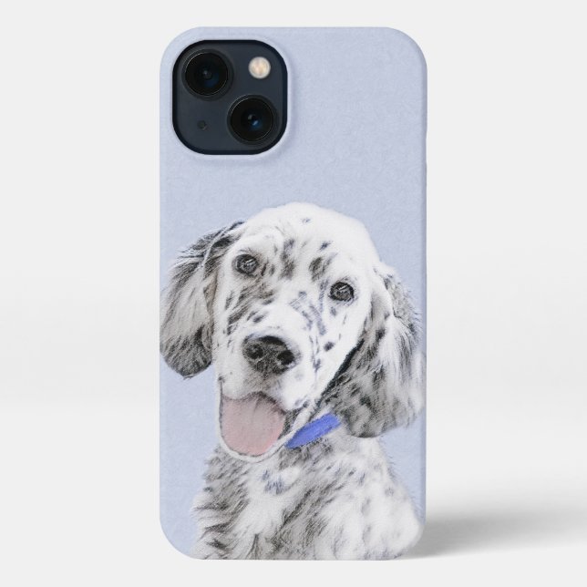 English Setter Blue Belton Painting Dog Art iPhone Case (Back)