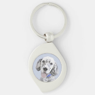 English Setter Blue Belton Painting Dog Art Key Ring