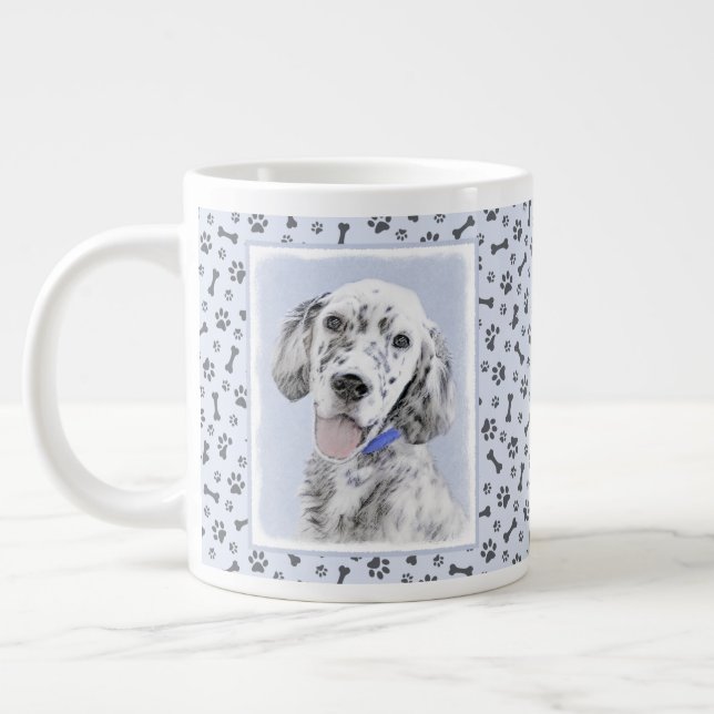English Setter Blue Belton Painting Dog Art Large Coffee Mug (Left)