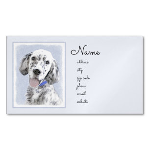 English Setter Blue Belton Painting Dog Art Magnetic Business Card