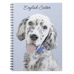 English Setter Blue Belton Painting Dog Art Notebook