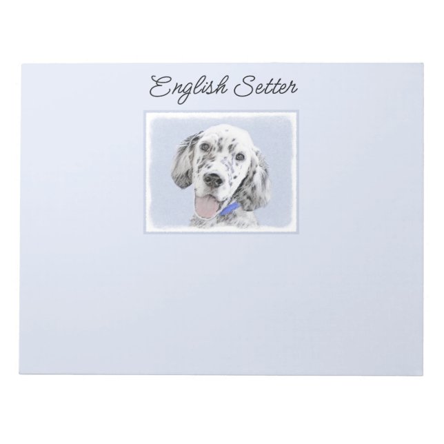 English Setter Blue Belton Painting Dog Art Notepad (Front)