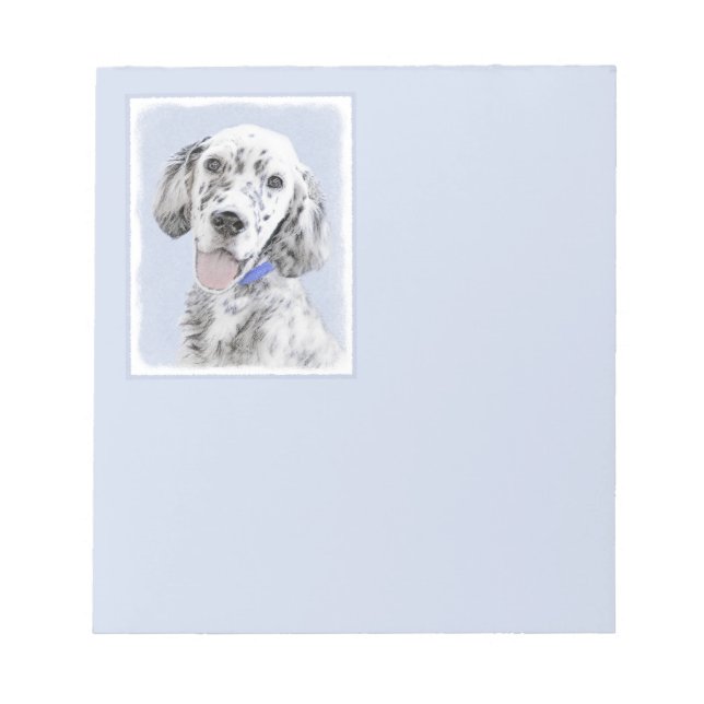 English Setter Blue Belton Painting Dog Art Notepad (Front)