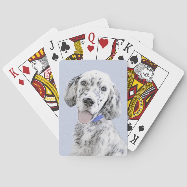 English Setter Blue Belton Painting Dog Art Playing Cards (Back)