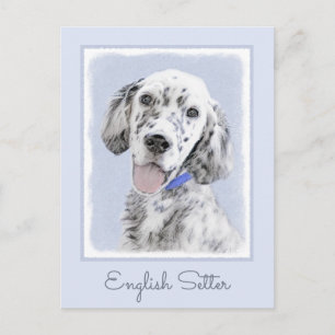 English Setter Blue Belton Painting Dog Art Postcard