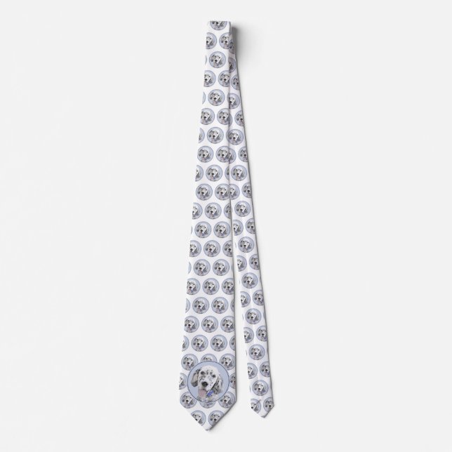 English Setter Blue Belton Painting Dog Art Tie (Front)