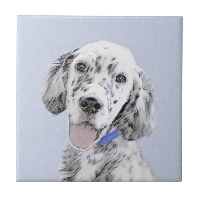 English Setter Blue Belton Painting Dog Art Tile (Front)