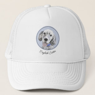 English Setter Blue Belton Painting Dog Art Trucker Hat