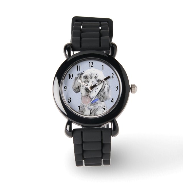English Setter Blue Belton Painting Dog Art Watch (Front)