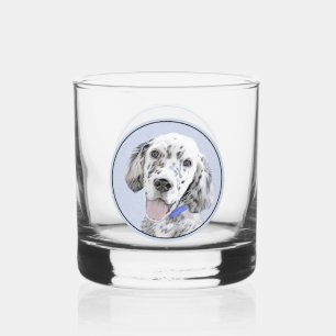 English Setter Blue Belton Painting Dog Art Whiskey Glass