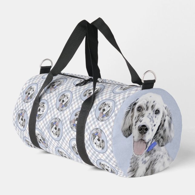 English Setter Blue Belton Painting Pet Dog Art Duffle Bag (Left Corner)
