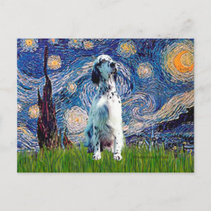 English Setter (BW) - Starry Night Postcard
