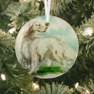 English Setter by Hevener Glass Ornament