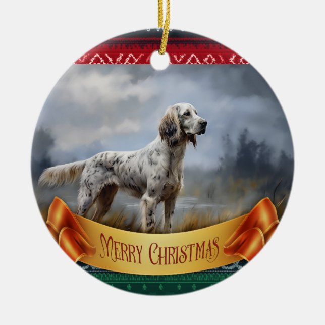 English Setter Ceramic Tree Decoration (Front)