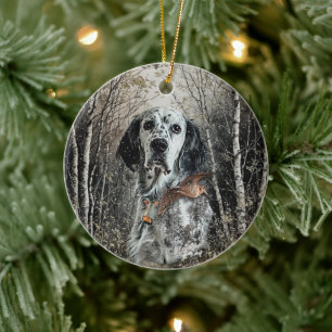 English Setter Ceramic Tree Decoration