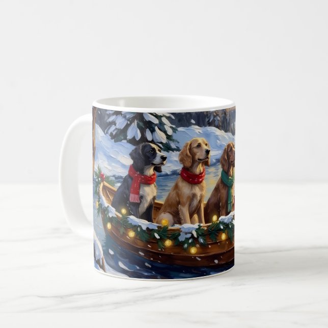 English Setter Christmas Boat Holiday Coffee Mug (Front Left)