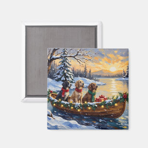English Setter Christmas Boat Holiday Magnet
