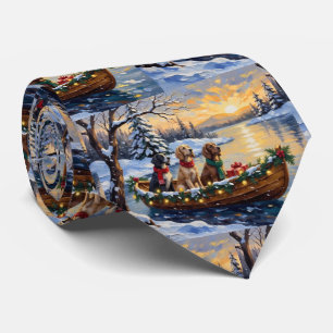 English Setter Christmas Boat Holiday Tie