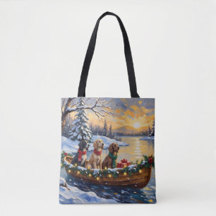 English Setter Christmas Boat Holiday Tote Bag