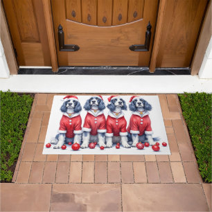 English Setter Christmas Dress Santa Hat Doormat