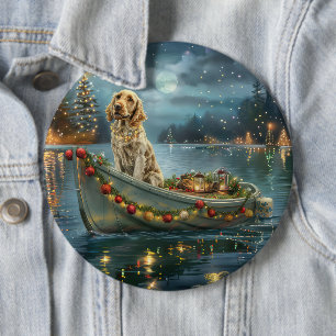 English Setter Christmas Festive Voyage 6 Cm Round Badge