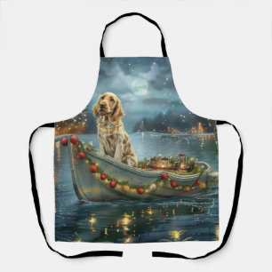 English Setter Christmas Festive Voyage  Apron