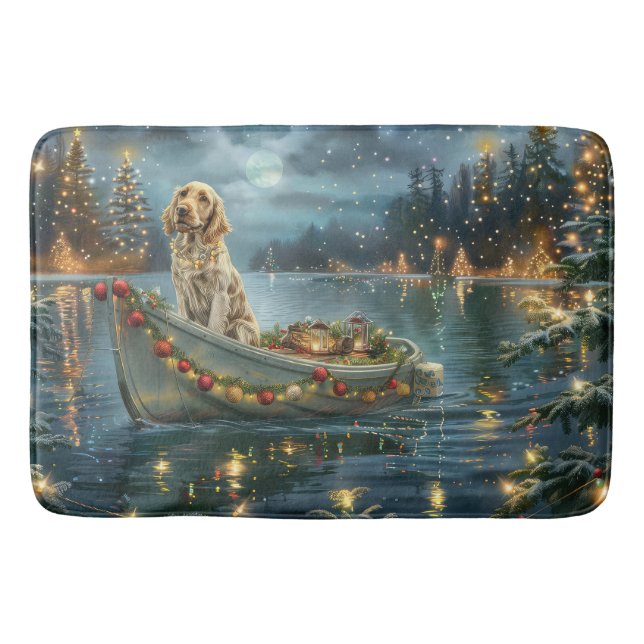 English Setter Christmas Festive Voyage  Bath Mat (Front)