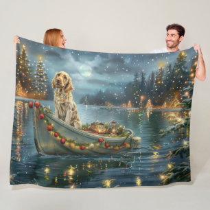 English Setter Christmas Festive Voyage Fleece Blanket