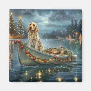 English Setter Christmas Festive Voyage Magnet