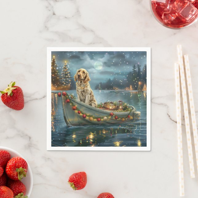 English Setter Christmas Festive Voyage  Napkin (Insitu)