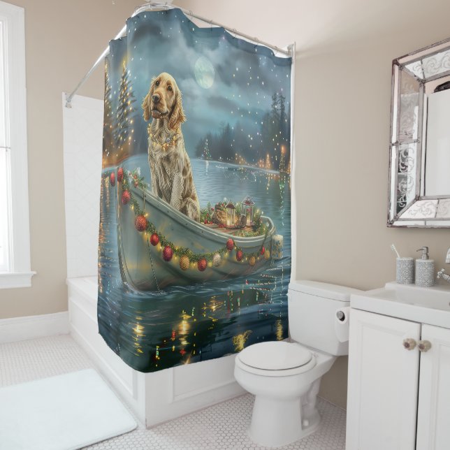 English Setter Christmas Festive Voyage  Shower Curtain (In Situ)