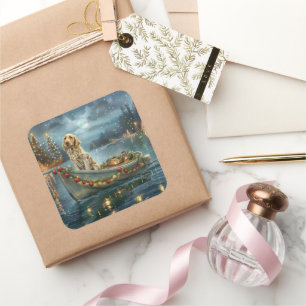 English Setter Christmas Festive Voyage  Square Sticker