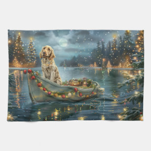 English Setter Christmas Festive Voyage Tea Towel
