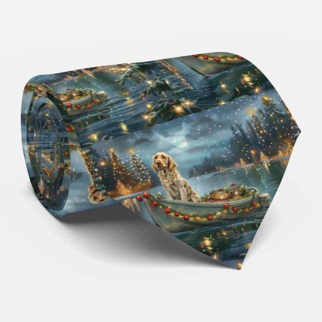 English Setter Christmas Festive Voyage  Tie (Rolled)