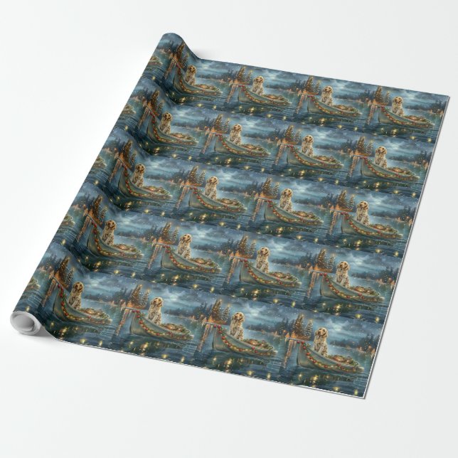 English Setter Christmas Festive Voyage  Wrapping Paper (Unrolled)