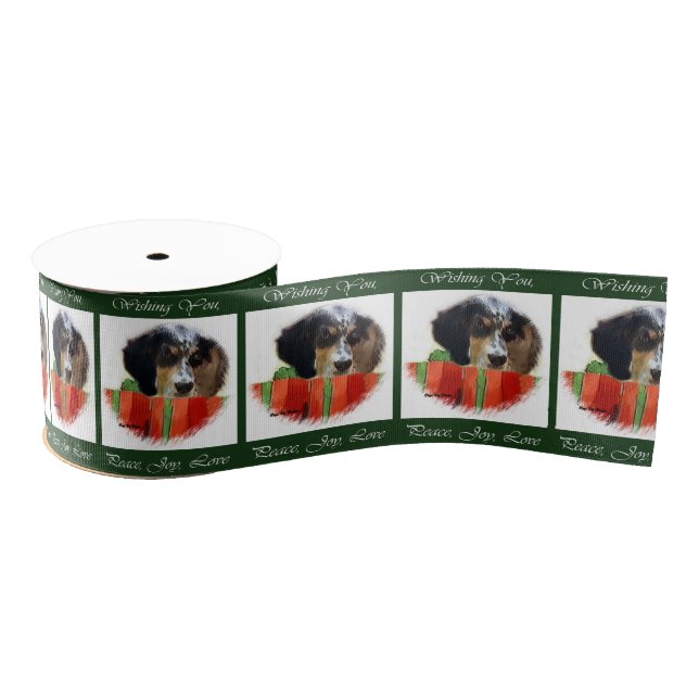 English Setter Christmas Grosgrain Ribbon (Spool)