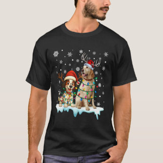 English Setter Christmas Light Santa Hat Reindeer T-Shirt