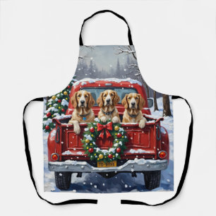 English Setter Christmas Red Truck Holiday Apron