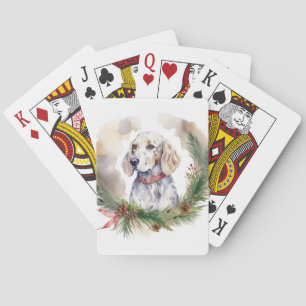 English Setter Christmas Wreath Festive Pup Playing Cards