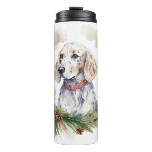 English Setter Christmas Wreath Festive Pup Thermal Tumbler