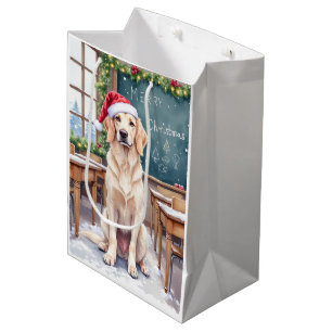 English Setter Cosy Classroom Teacher Santa Medium Gift Bag