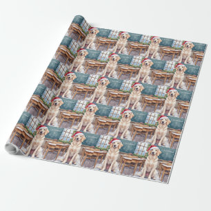 English Setter Cosy Classroom Teacher Santa Wrapping Paper