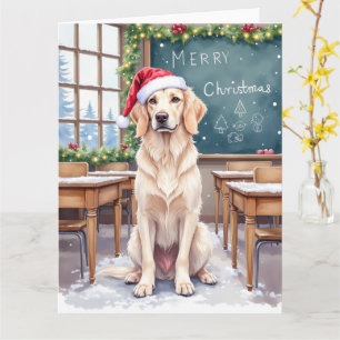 English Setter Cozy Classroom Teacher Santa Card