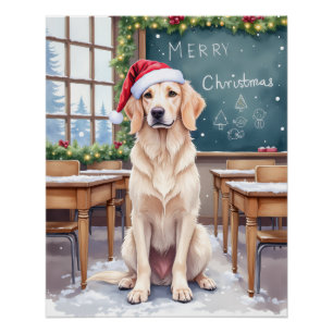 English Setter Cozy Classroom Teacher Santa Poster