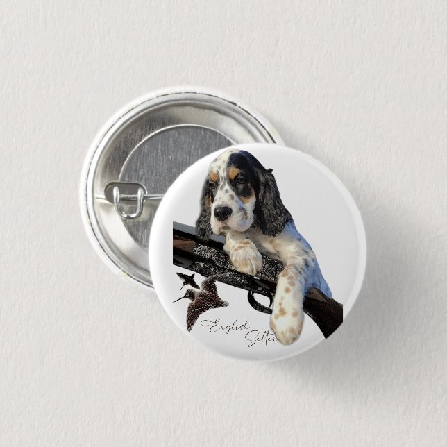 English Setter, cute puppy  T-Shirt Trucker Hat Ke 3 Cm Round Badge (Front & Back)