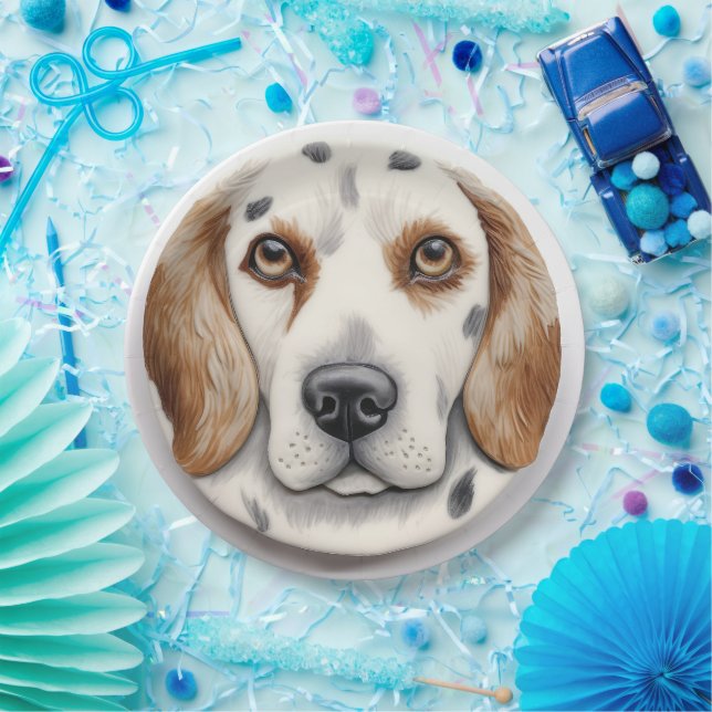 English Setter Dog 3D Inspired Paper Plate (Party)