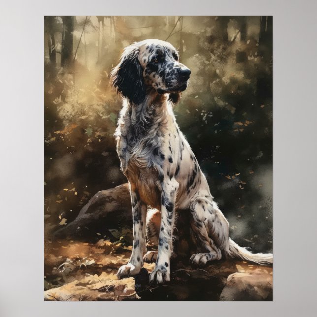 English Setter Dog Art Print Poster (Front)